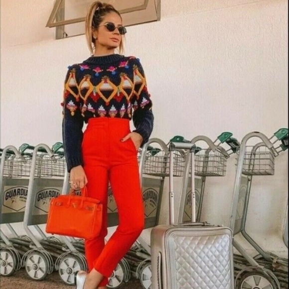 Nwt Zara Multicolored Embroidered Knit 